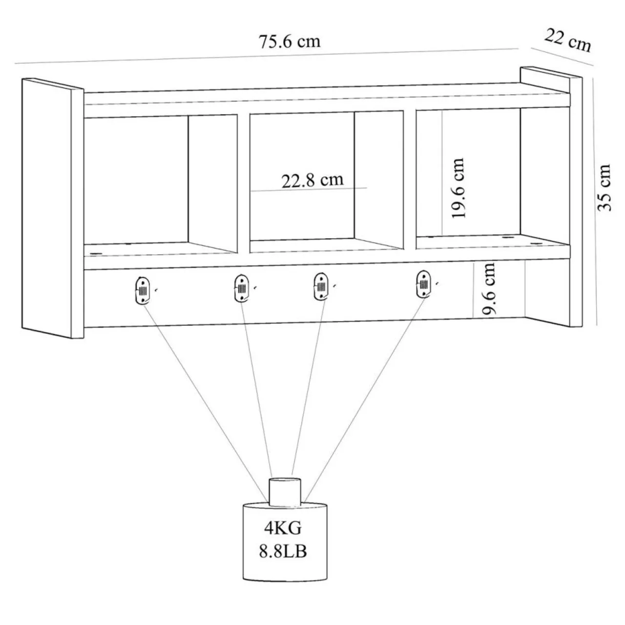 Etagère porte-manteau Star blanche - 75.6x35x22 cm