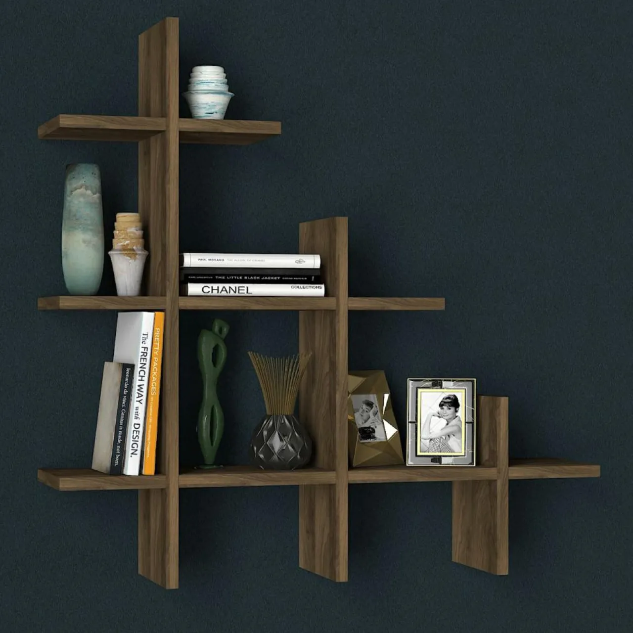 Etagère Pretino noyer - 81x80x18 cm