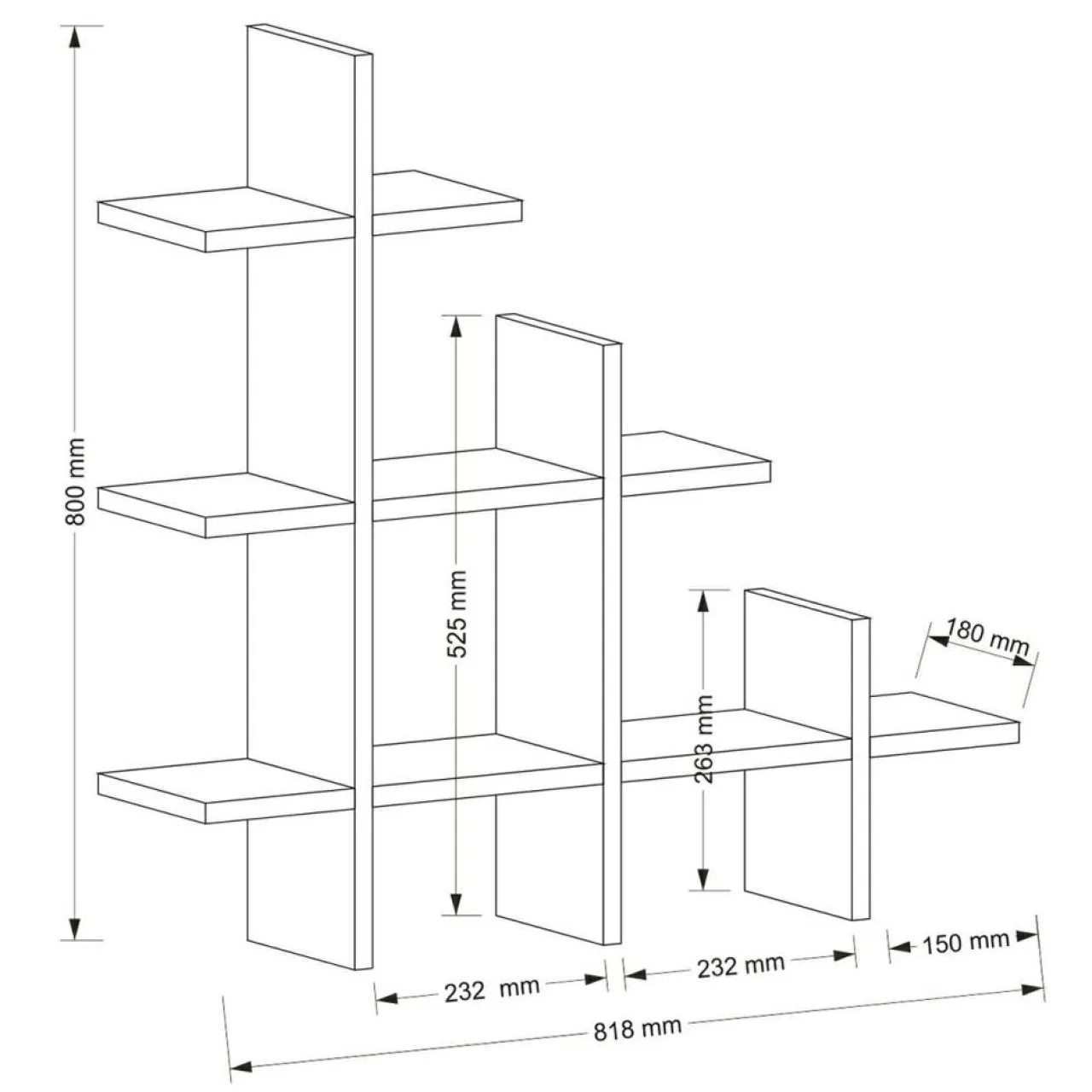 Etagère Pretino noyer - 81x80x18 cm