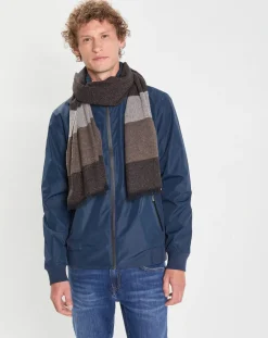 Etole en Laine mélangée à larges rayures marron