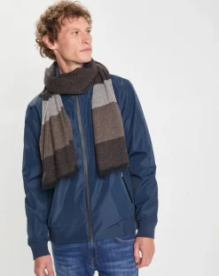 Etole en Laine mélangée à larges rayures marron