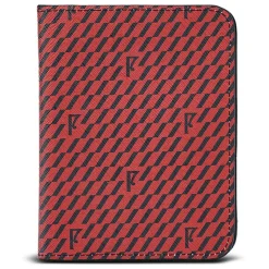 Etui passeport en Toile enduite noir/rouge - 14x10x2 cm