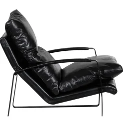 Fauteuil cuir damo noir- 63x99x99 cm