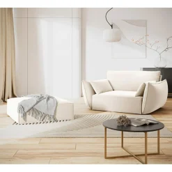 Fauteuil Velours Vanda beige clair - 128x100x85 cm