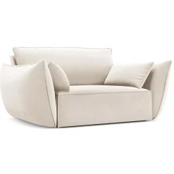Fauteuil Velours Vanda beige clair - 128x100x85 cm