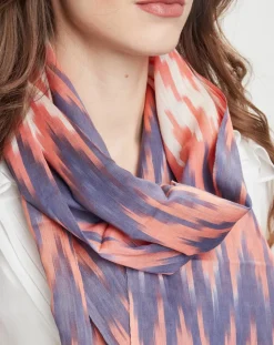 Foulard en Coton & Soie Voyage corail - 55x200 cm