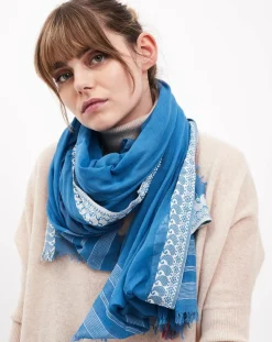 Foulard en Coton & Viscose Solila bleu - 120x180 cm