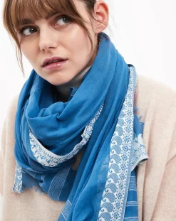 Foulard en Coton & Viscose Solila bleu - 120x180 cm