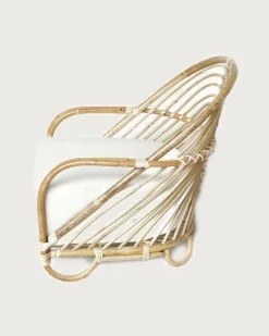 Gaia - Fauteuil en rotin tressé et coussin Blanc