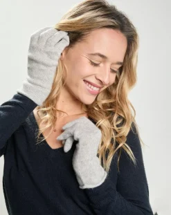 Gants 100% Cachemire Garance gris chiné clair
