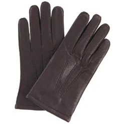 Gants en Cuir d'Agneau doublure textile marron