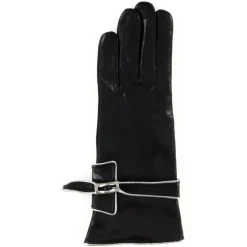 Gants en Cuir d'Agneau doublure Laine Leila noirs