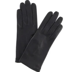 Gants en Cuir d'Agneau doublure Textile Fanny noirs
