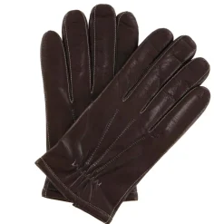 Gants en Cuir d'Agneau doublure textile marron/écru