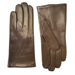 Gants en Cuir d'Agneau Waves taupe foncé