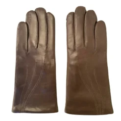Gants en Cuir d'Agneau Waves taupe foncé