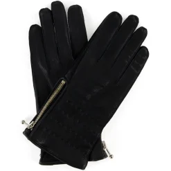 Gants en Cuir de Cerf doublure Laine Carlson noirs