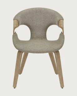 Gazy - chaise en tissu Taupe et bois blanchi