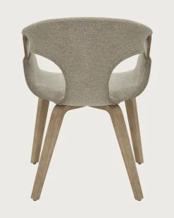 Gazy - chaise en tissu Taupe et bois blanchi