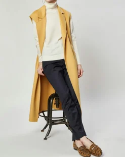 Gilet 100% Laine Louanne sans manches ocre