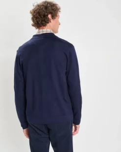 Gilet 100% Laine Mérinos façon veste bleu marine