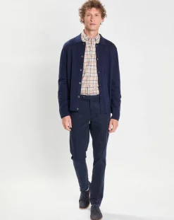 Gilet 100% Laine Mérinos façon veste bleu marine