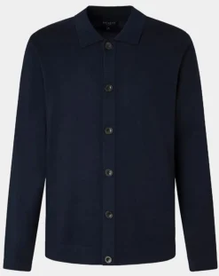 Gilet 100% Laine Mérinos façon veste bleu marine