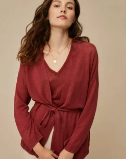 Gilet 100% Lin Therence terracotta