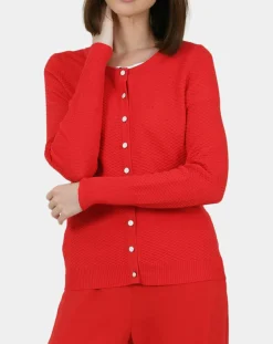 Gilet uni boutonnée rouge