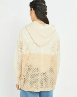 Gilet ajouré en Mohair mélangé Milane abricot/écru