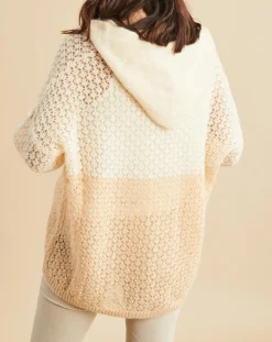 Gilet ajouré en Mohair mélangé Milane abricot/écru