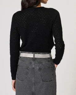 Gilet ajouré Pointelle noir