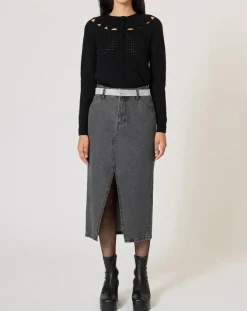 Gilet ajouré Pointelle noir