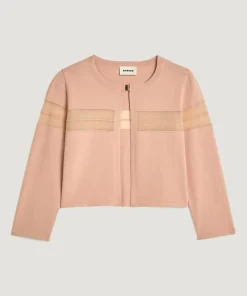 Gilet Albertine col rond rose poudre