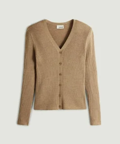 Gilet Alexane 100% laine cache-coeur marron chamois