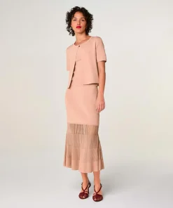 Gilet Allison col rond rose poudre