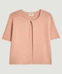 Gilet Allison col rond rose poudre