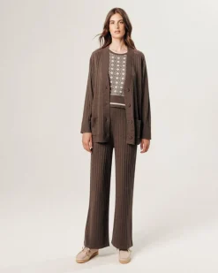 Gilet Anjelica en côtes marron havane