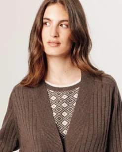 Gilet Anjelica en côtes marron havane