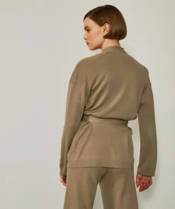 Gilet Anna ceinture amovible marron camel