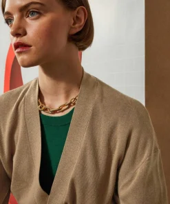 Gilet Anna ceinture amovible marron camel