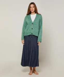 Gilet Brenda col V chiné vert