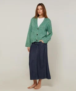 Gilet Brenda col V chiné vert