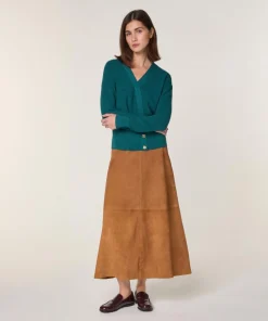 Gilet Carmen 100% laine cache-coeur boutons bleu pétrole