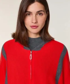 Gilet Chrystelle 100% Laine Laine Bi-Couleur orange