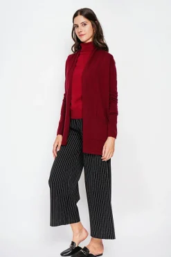 Gilet col châle bordeaux