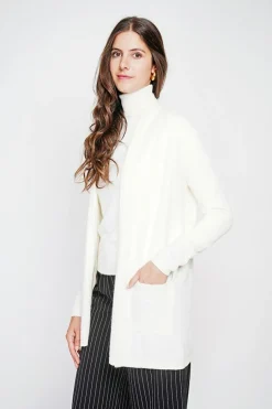 Gilet col châle naturel