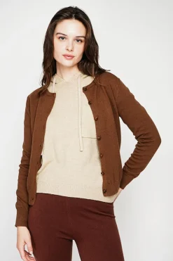 Gilet col ras du cou marron