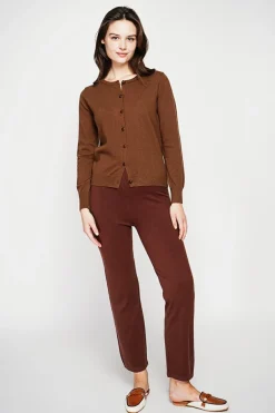 Gilet col ras du cou marron