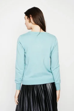 Gilet col ras du cou turquoise